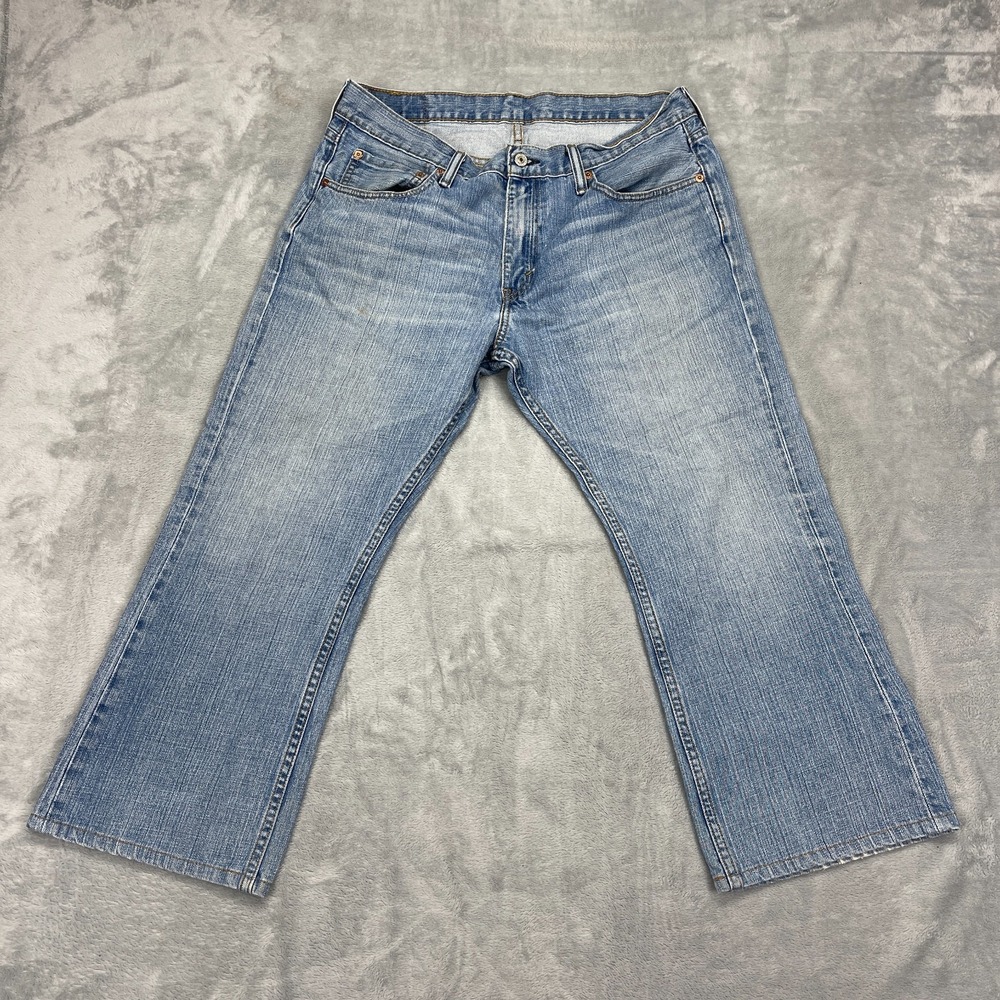 Levi's Jeans Mens 36x30 (35x25) Blue Denim 527 Light Wash Comfy Slim Bootcut Leg